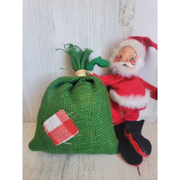 Vintage Annalee Santa Claus gift burlap sack xmas - Picture 2 of 7